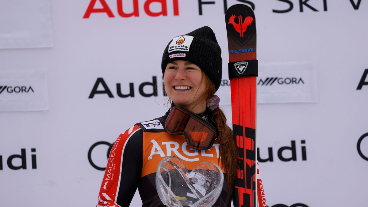Valerie Grenierová vyhrala obrovský slalom v slovinskej Kranjskej Gore 2024. 