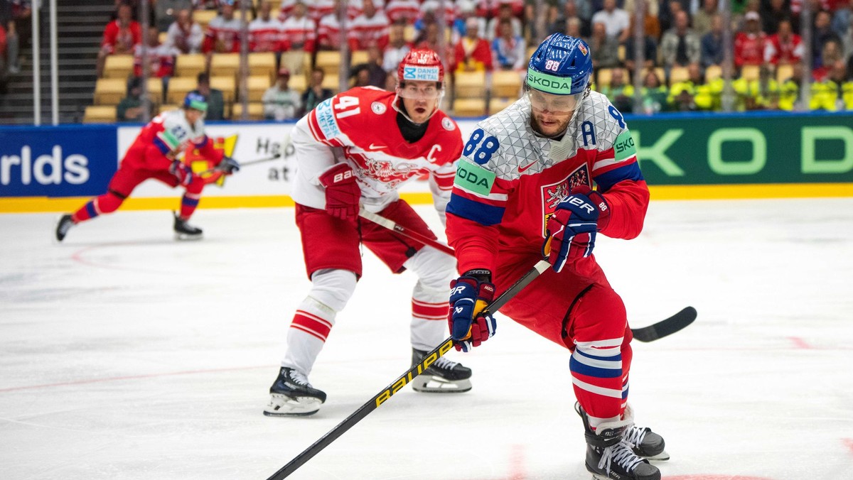 Fotka zo zápasu Česko - Dánsko na MS v hokeji 2025.