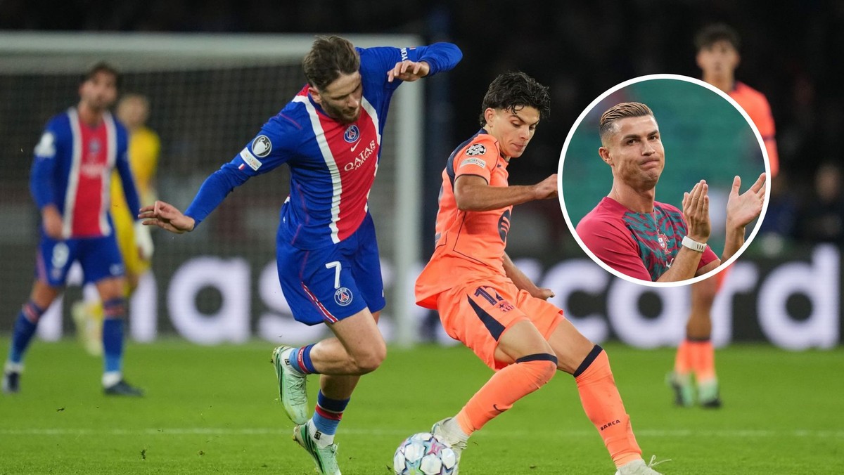 Chviča Kvaracchelija v drese PSG v zápase Ligy majstrov proti Barcelone.
