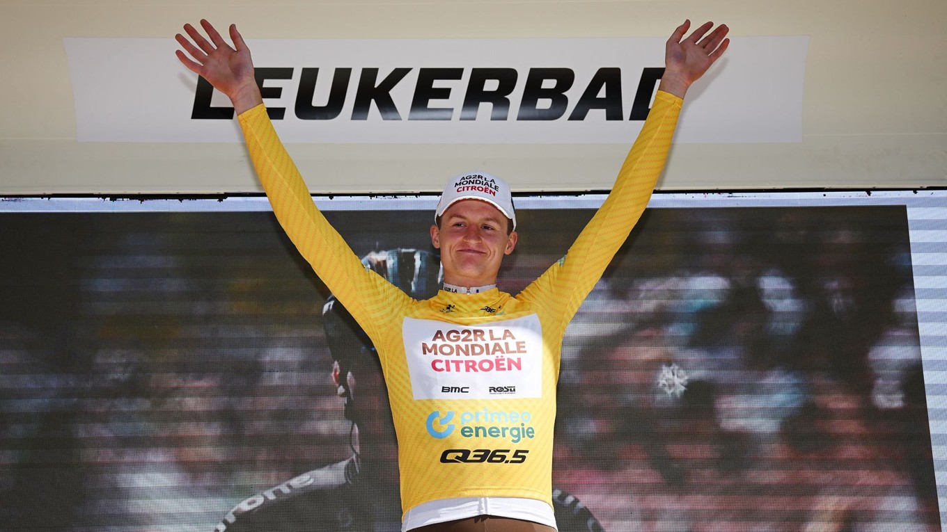 Felix Gall po triumfe v 4.etape na Okolo Švajčiarska 2023.