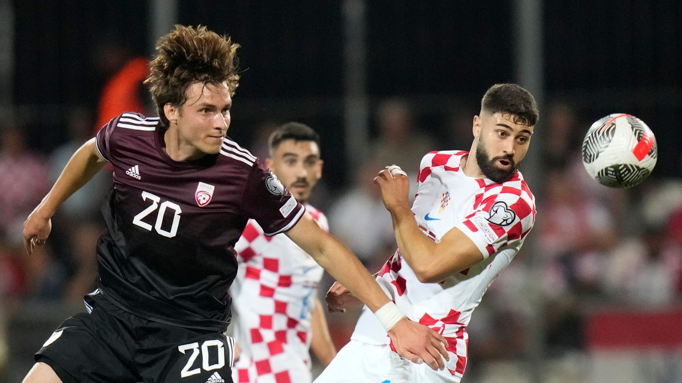 Fotka zo zápasu Chorvátsko - Lotyšsko.