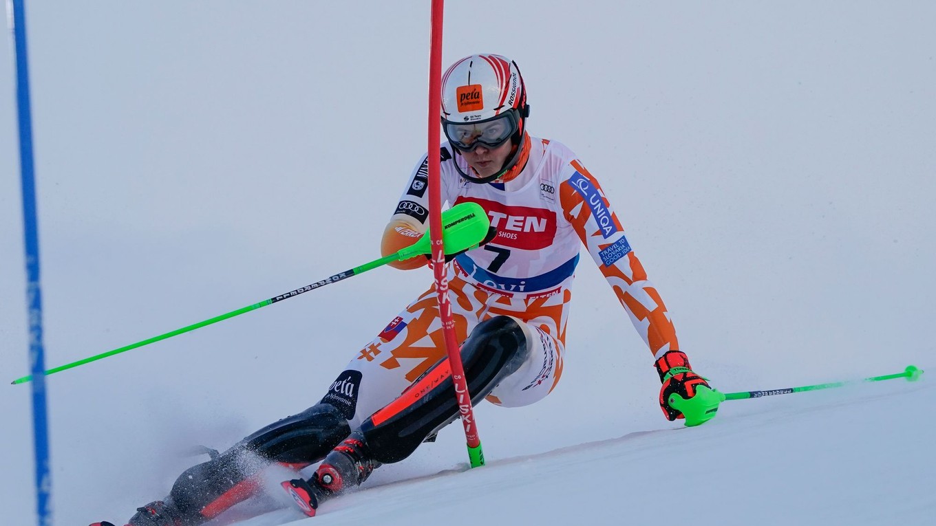 Slovenská lyžiarka Petra Vlhová v prvom kole slalomu v Levi 2023.