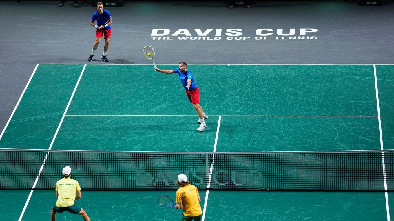 Momentka zo zápasu Davisovho pohára: Česko - Austrália