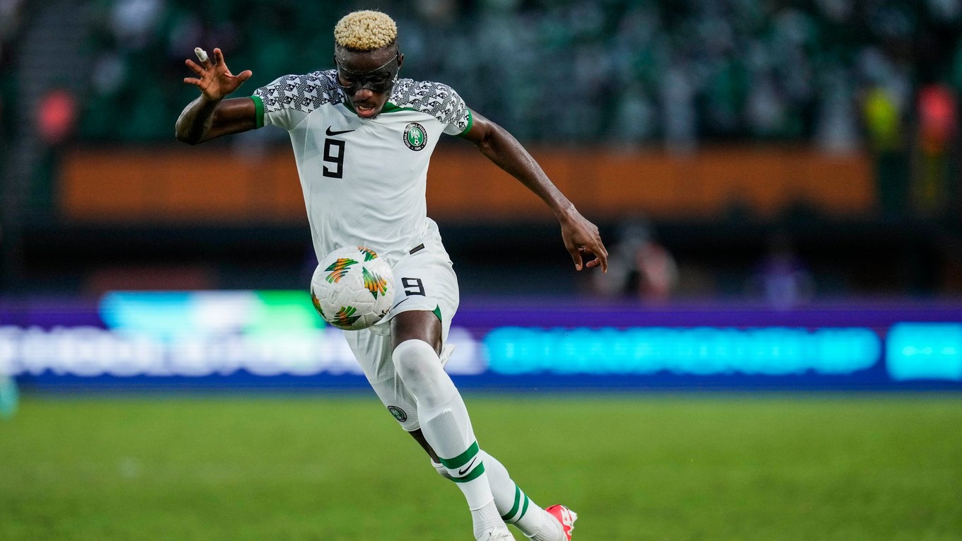 Victor Osimhen v drese Nigérie na turnaji Africký pohár národov 2023.