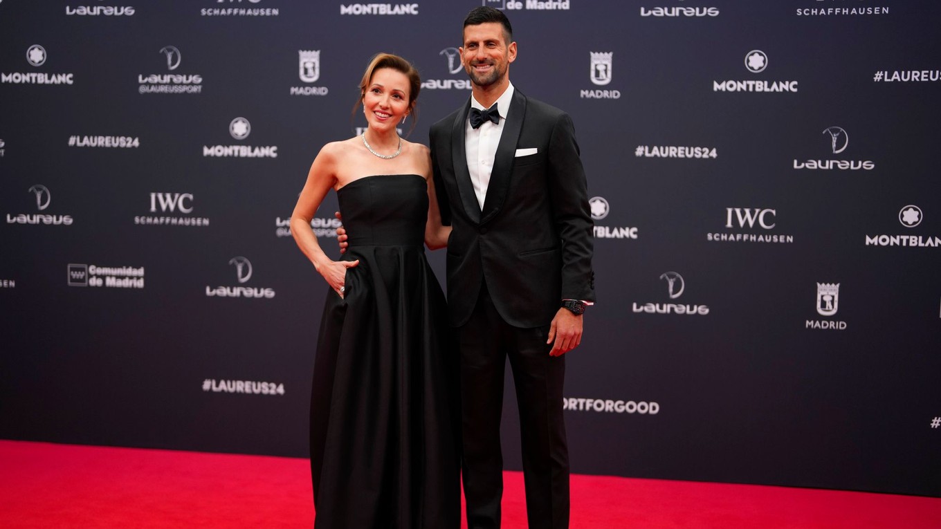 Novak Djokovič s manželkou na odovzdávaní cien Laureus Sports Awards