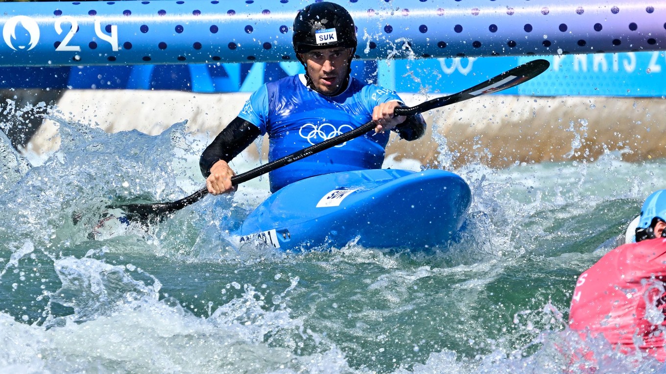 Jakub Grigar počas kajak krosu.