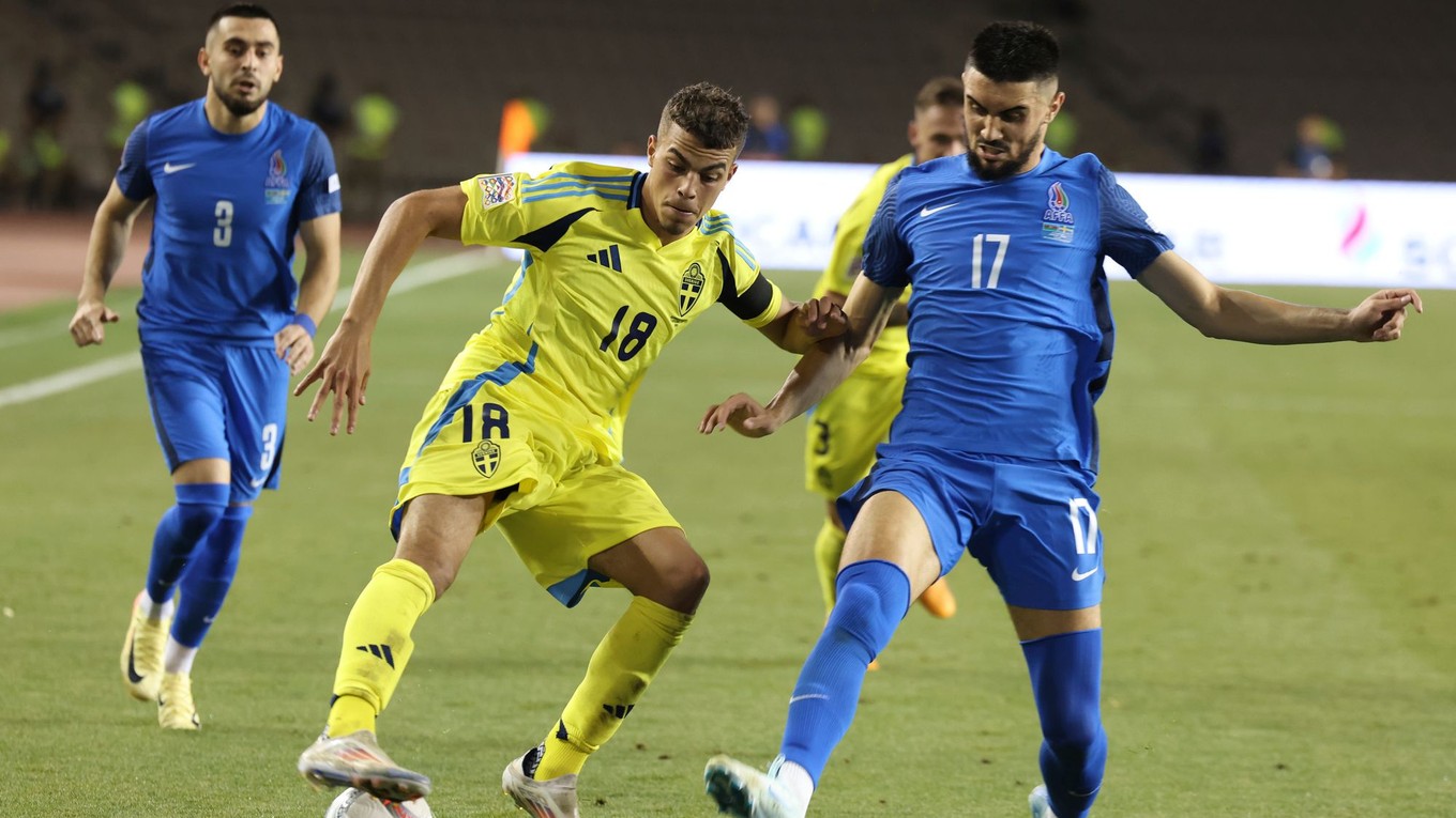 Momentka zo zápasu Azerbajdžan - Švédsko v Lige národov