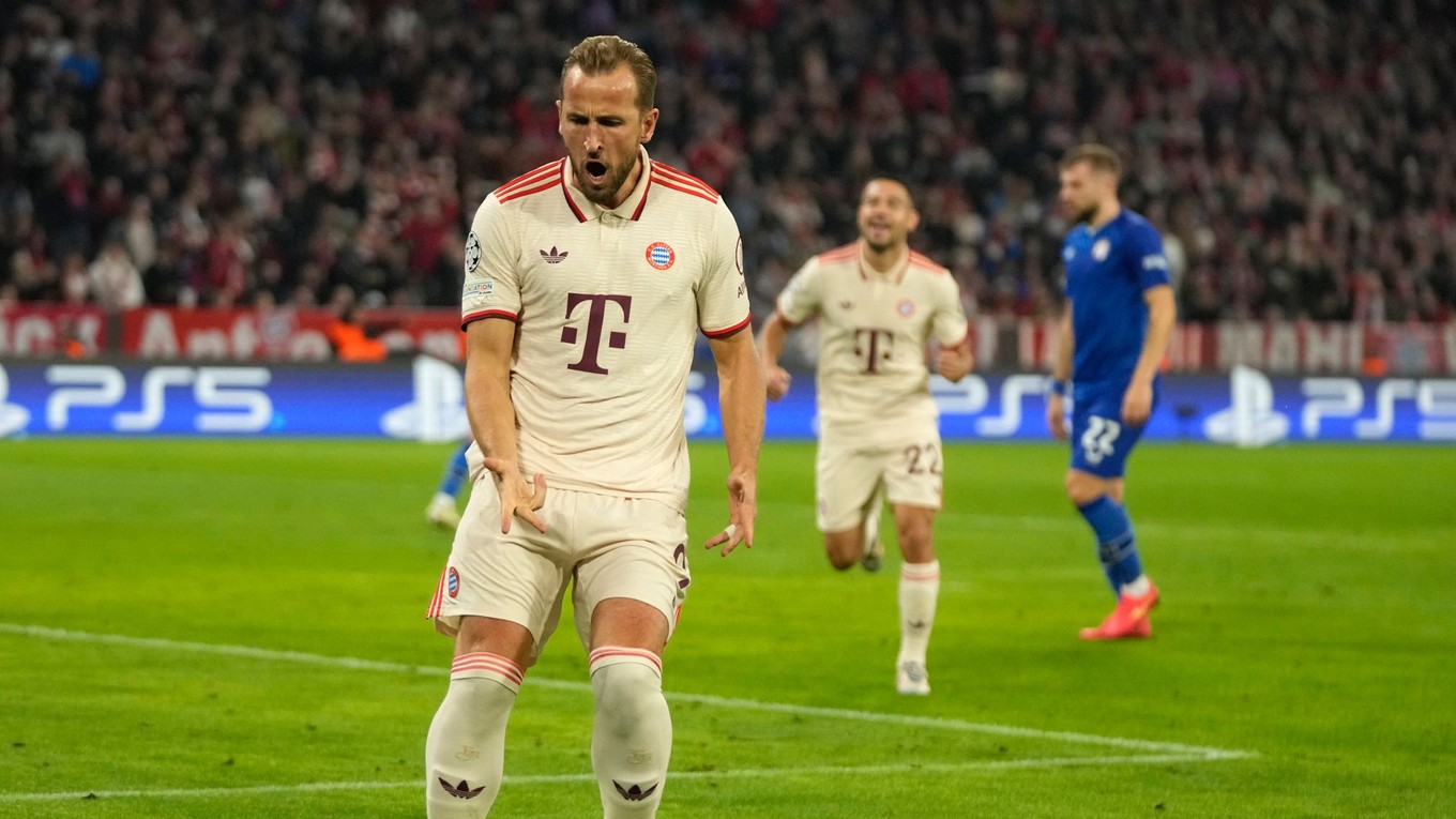 Harry Kane z Bayernu Mníchov oslavuje gól.