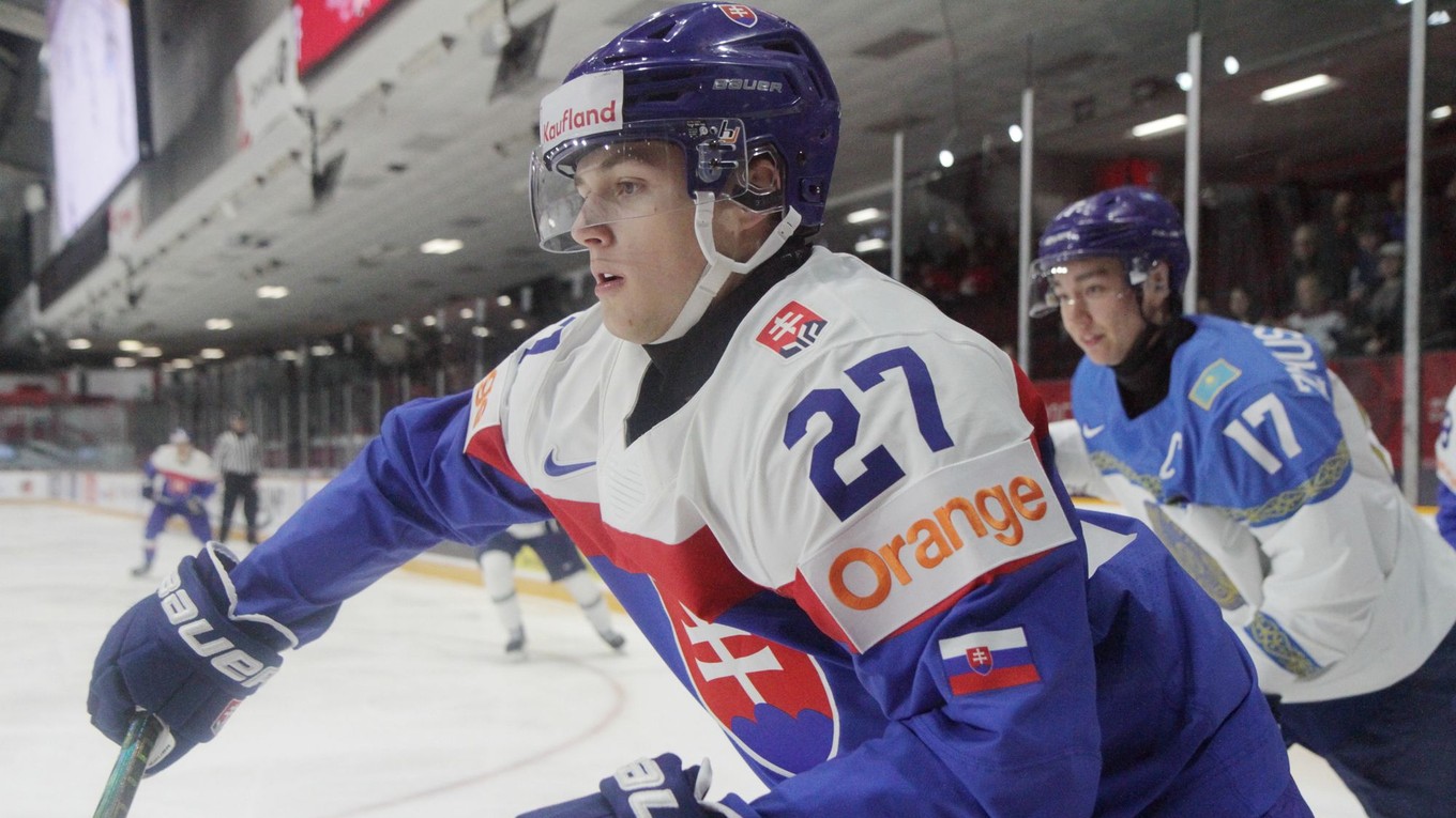 Róbert Fedor v zápase Slovensko - Kazachstan na MS U20 2025