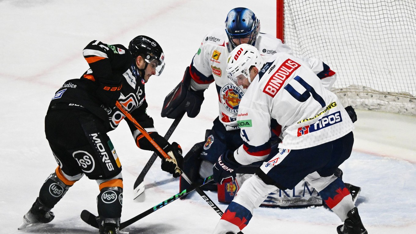 Fotka zo zápasu HC Košice - HKM Zvolen zo základnej časti Tipos extraligy.