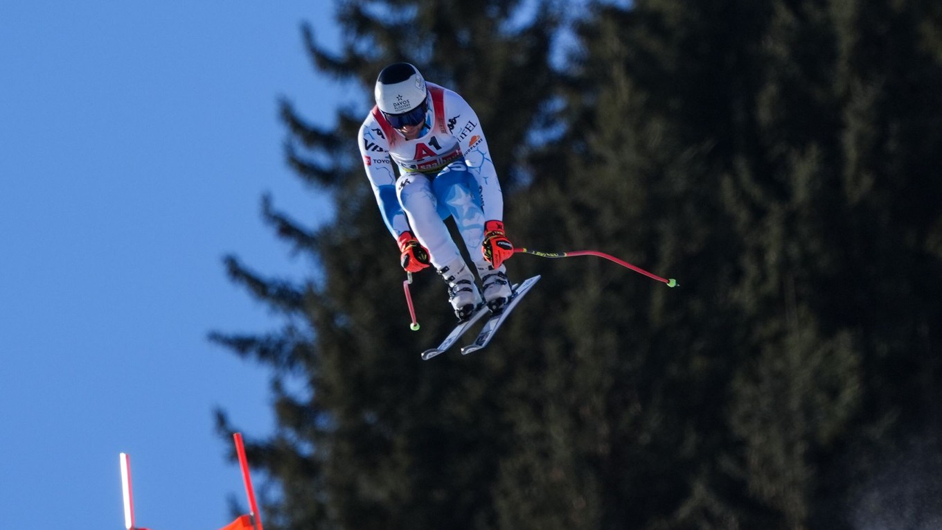 Ryan Cochran-Siegle počas druhého tréningu zjazdu na MS v zjazdovom lyžovaní 2025.