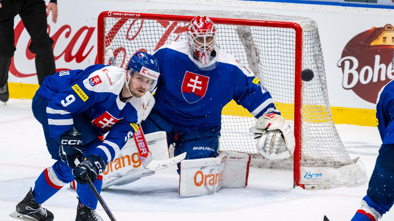 Brankár Patrik Rybár v prípravnom zápase pred MS 2025 Česko  - Slovensko v Ostrave 