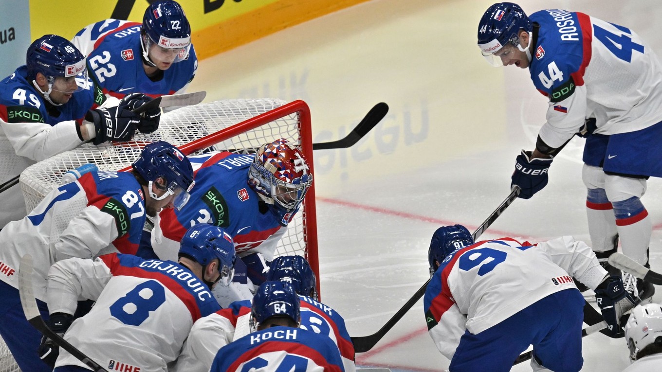 Slovenskí hokejisti na MS v hokeji 2025.