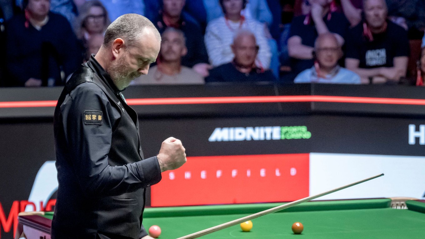 Mark Williams po postupe do finále MS v snookri 2025.