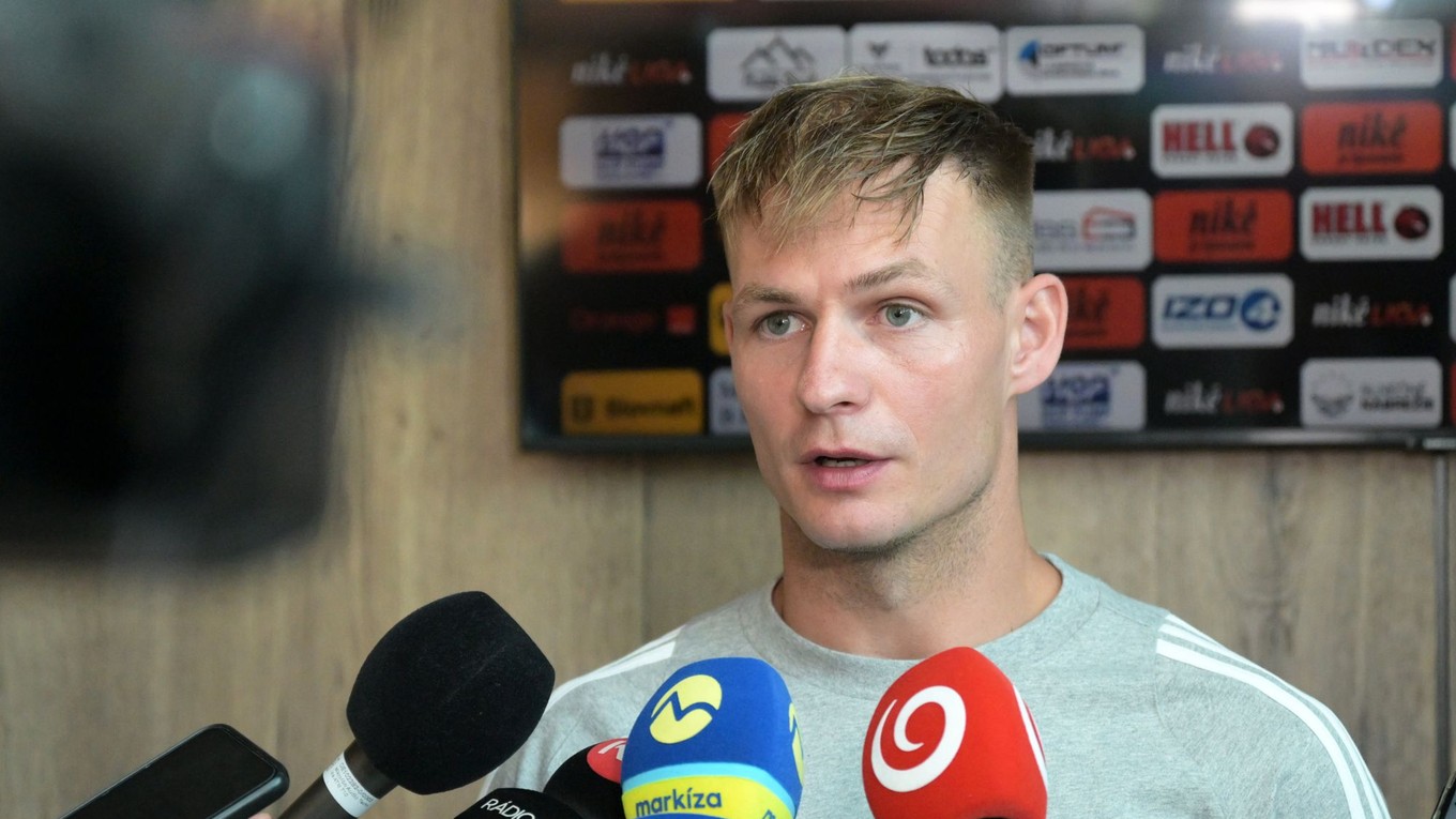 Kapitán FC Košice Ján Krivák počas tlačovej konferencie.