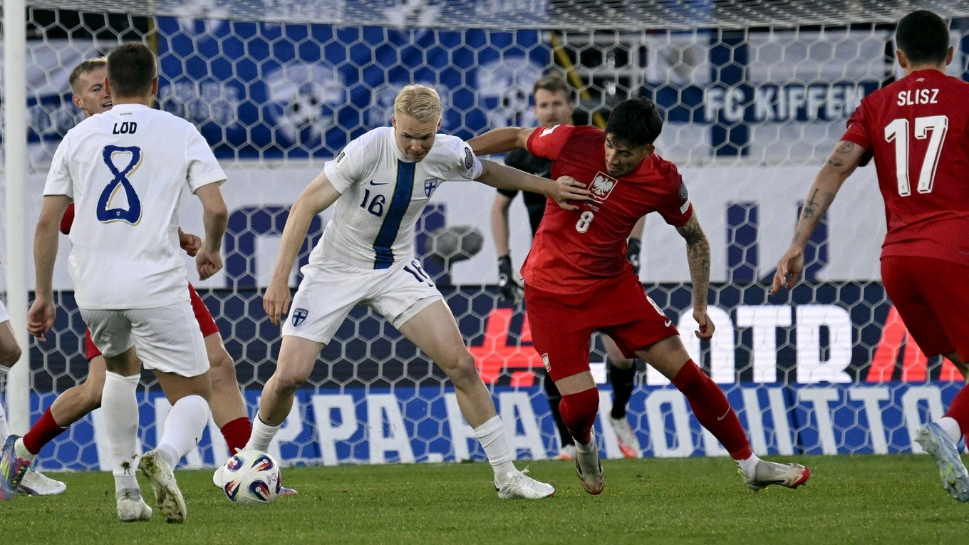 Momentka zo zápasu Fínsko - Poľsko. 