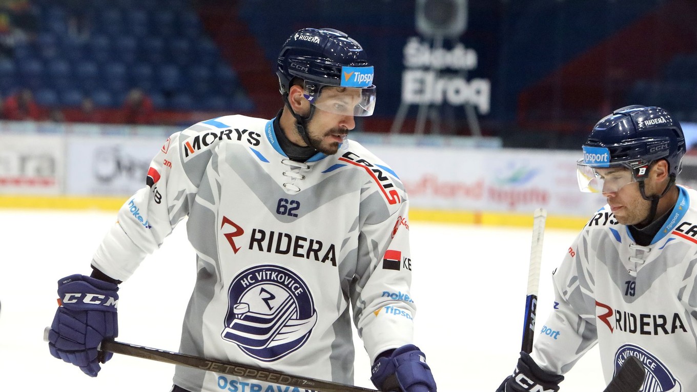 Slovenský útočník Marek Hrivík v drese HC Vítkovice Ridera.
