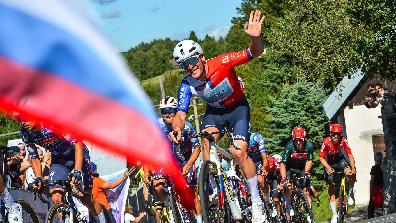 Lukáš Kubiš počas 3. etapy pretekov Okolo Slovenska 2025. 