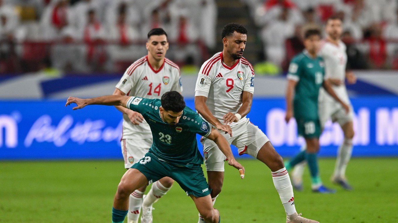 Momentka zo zápasu SAE - Irak v zápase kvalifikácie MS 2026.