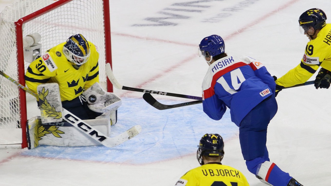 Fotka zo zápasu Slovensko - Švédsko na MS v hokeji hráčov do 20 rokov 2026.