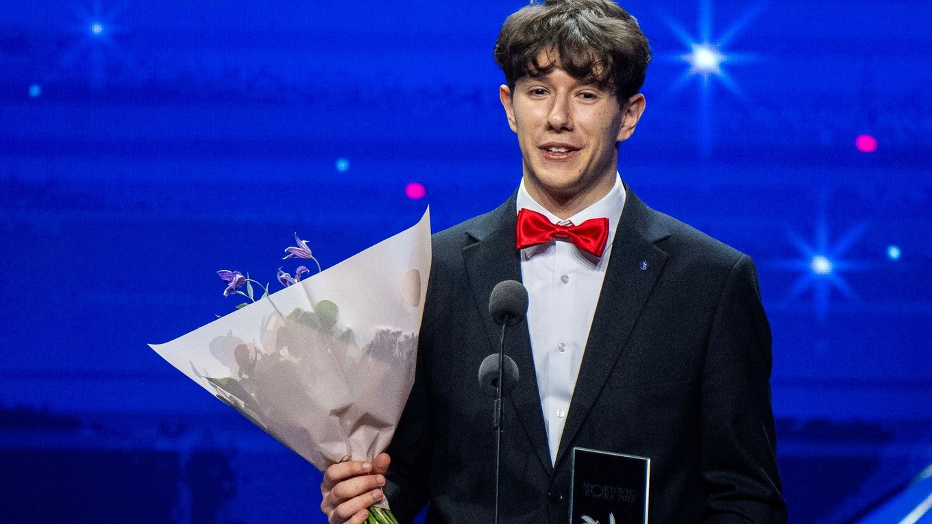 Krasokorčuliar Adam Hagara  počas slávnostného vyhlásenia ankety Športovec roka 2025.