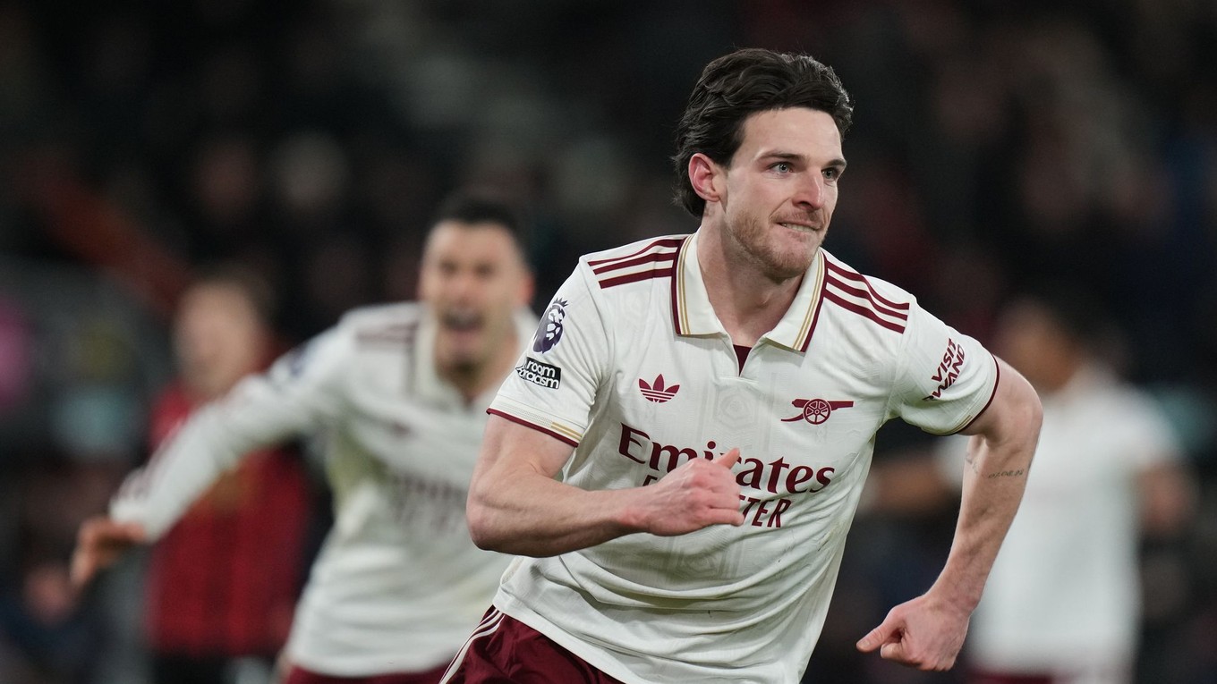 Declan Rice oslavuje gól v sieti Bournemouthu
