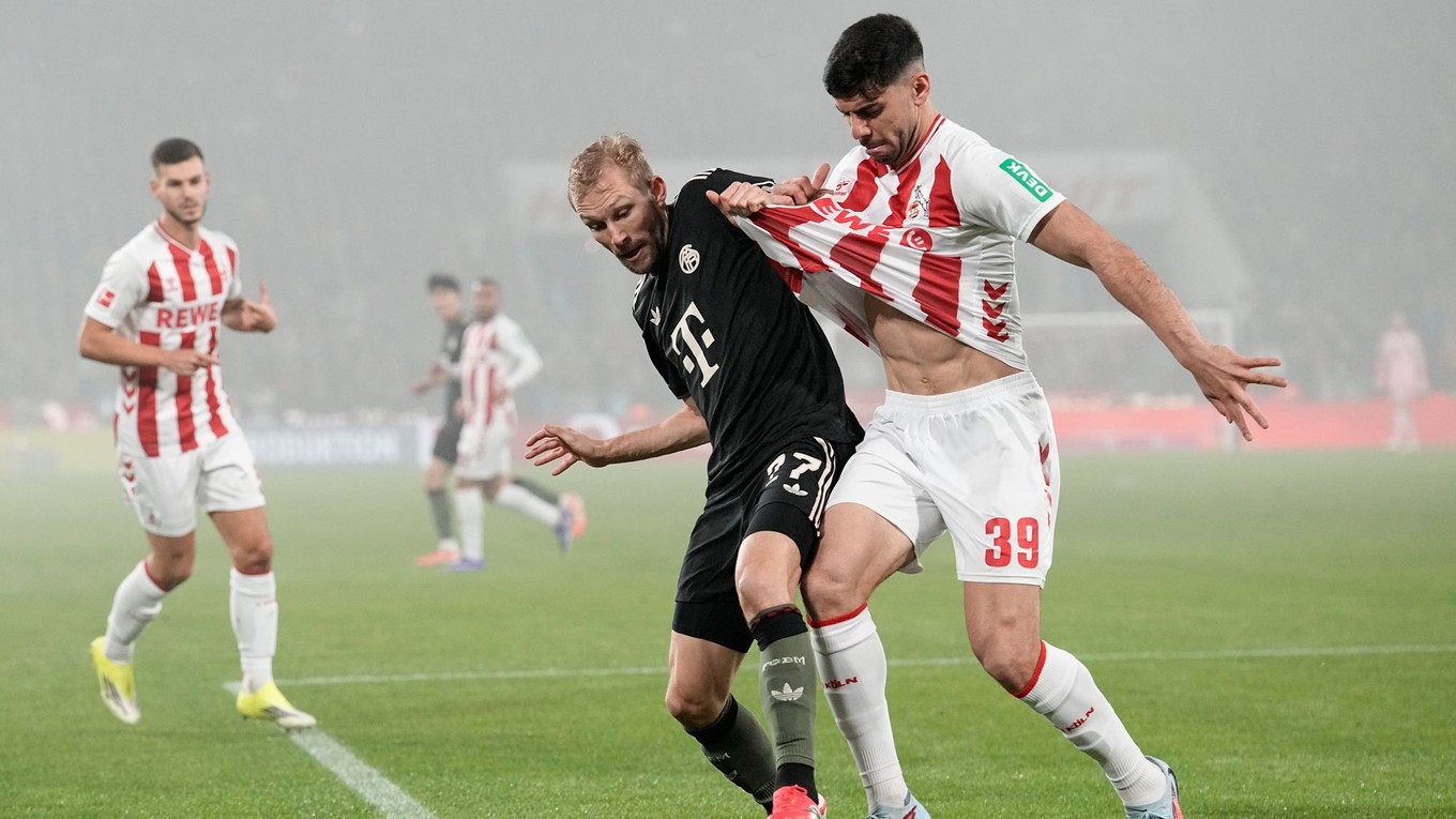 Konrad Laimer v zápase proti Kolínu nad Rýnom.