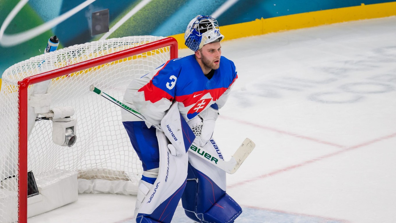 Samuel Hlavaj (Slovensko) v zápase základnej B-skupiny Švédsko - Slovensko.