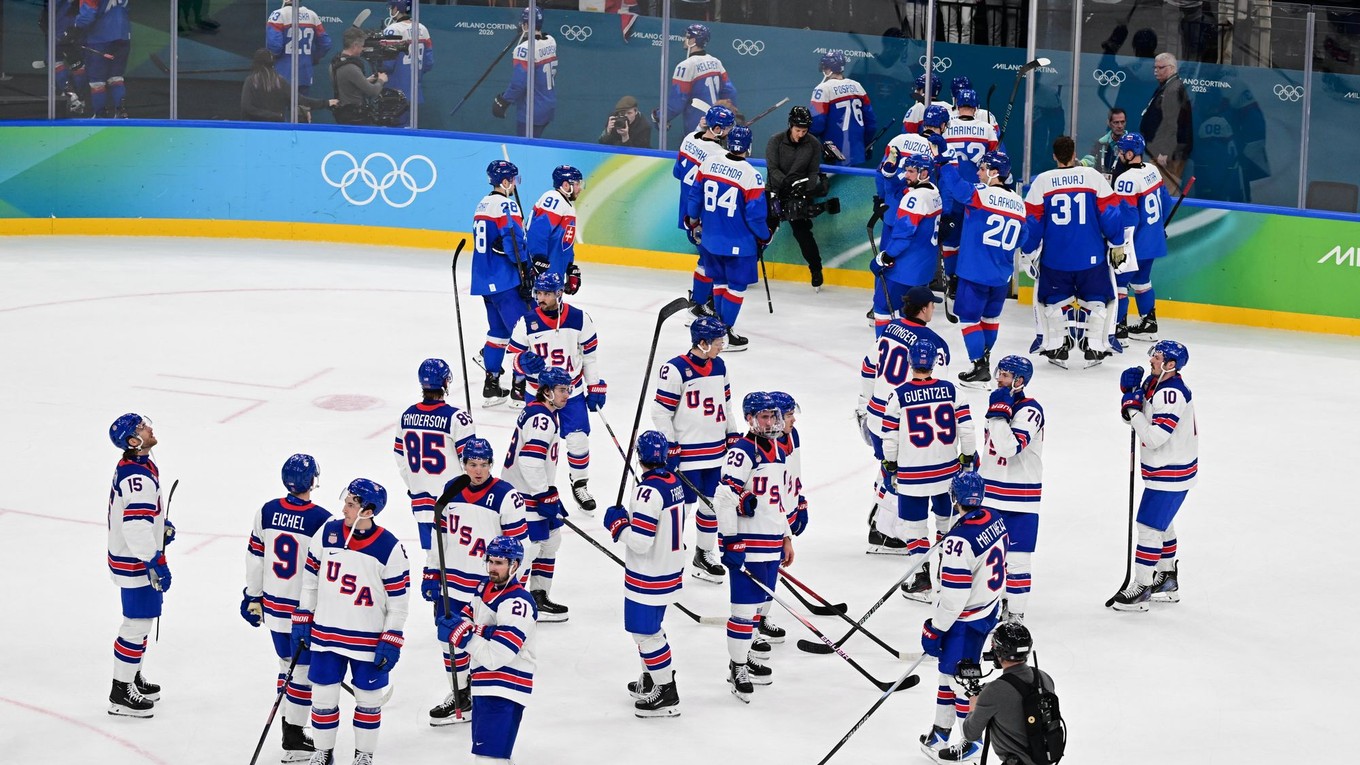 Hokejisti Slovenska a USA na ZOH 2026.