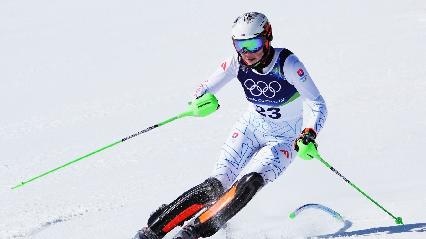 Petra Vlhová počas 1. kola slalomu žien na ZOH 2026.