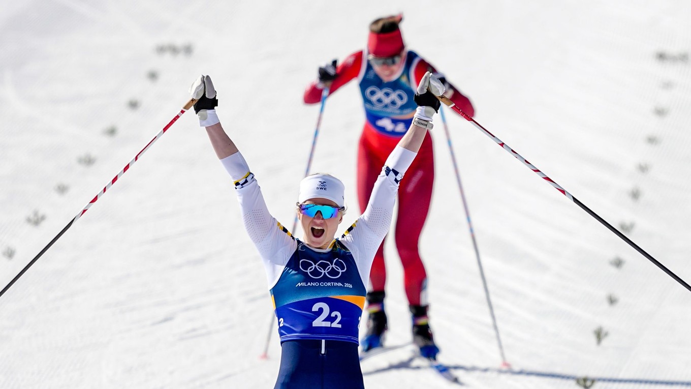 Maja Dahlqvistová sa raduje v cieli