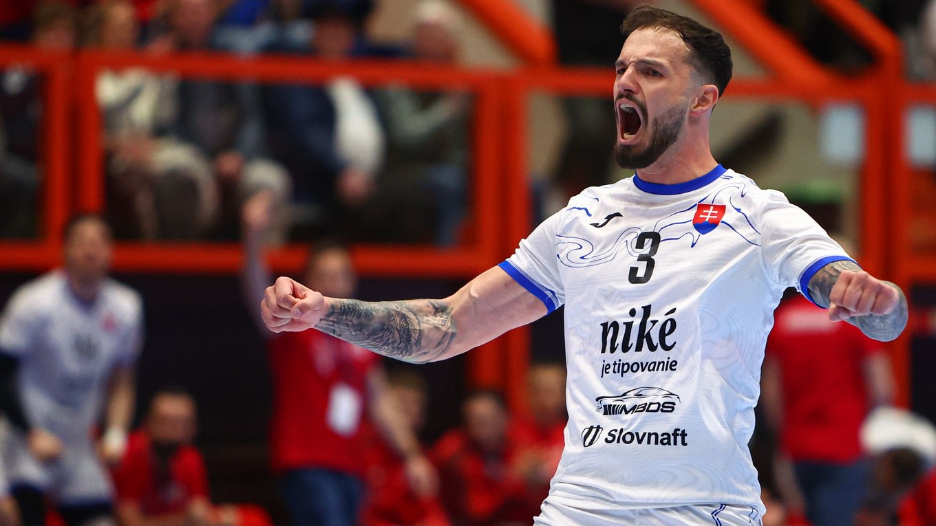 Na snímke hráč Slovenska Juraj Briatka sa raduje z gólu v odvetnom zápase druhej fázy kvalifikácie na majstrovstvá sveta 2027.