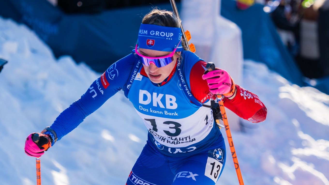 Paulína Bátovská Fialková počas pretekov s hromadným štartom v Kontiolahti. 