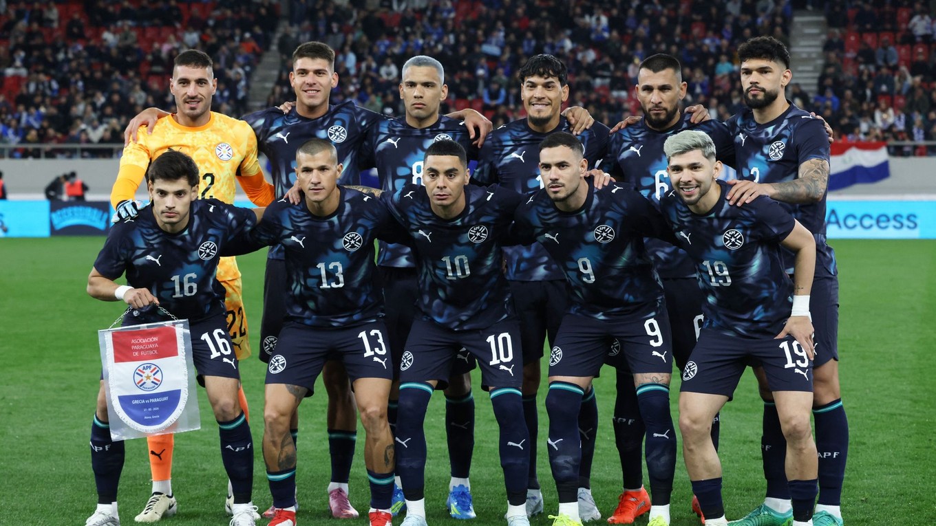 Spoločná tímová fotografia futbalistov Paraguaju. 