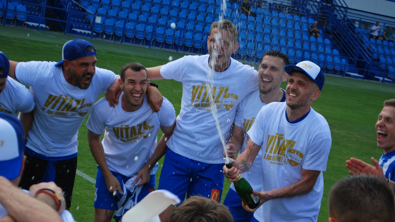 Postupová radosť hráčov FC Nitra.
