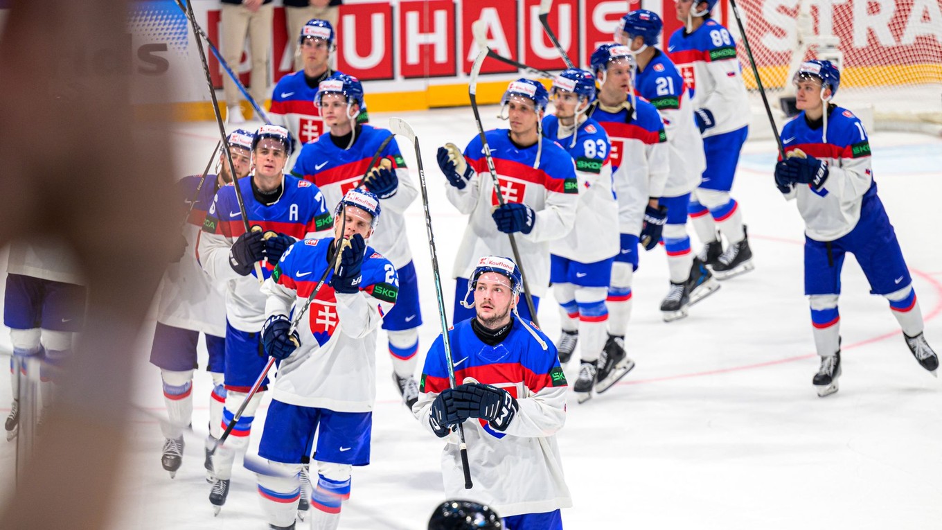 Hokejisti Slovenska počas MS v hokeji 2026. 