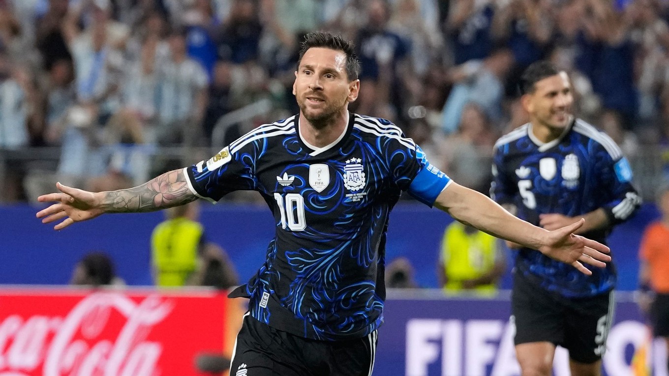 Lionel Messi oslavuje gól do siete Jordánska na MS vo futbale 2026.