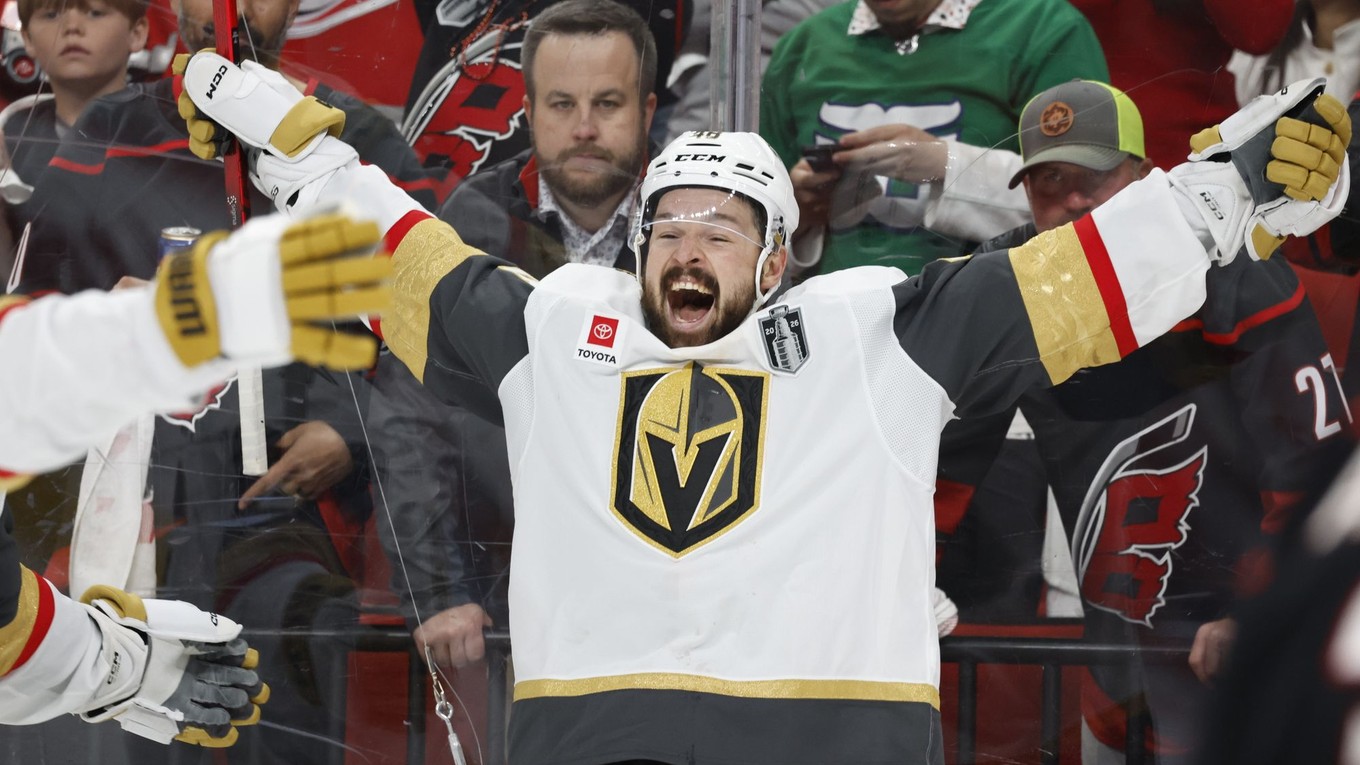 Tomáš Hertl oslavuje gól. 
