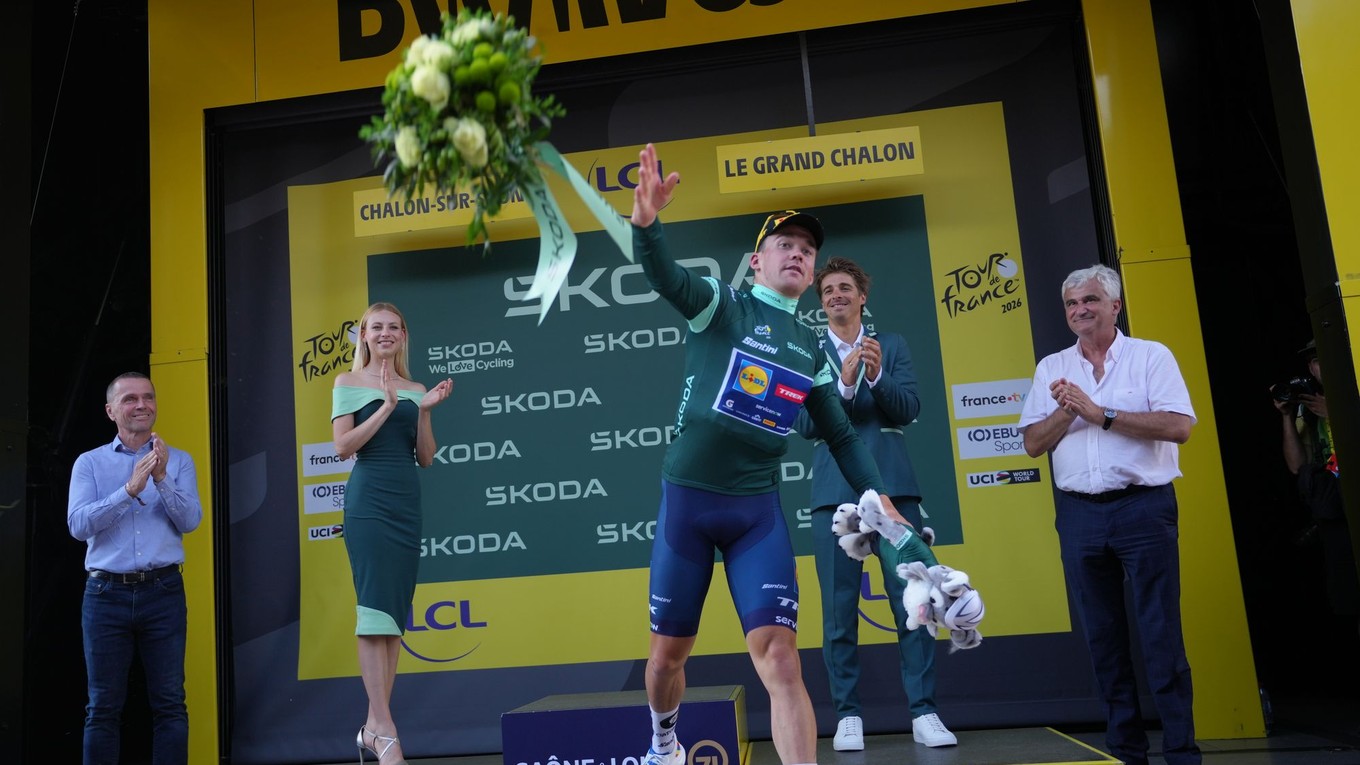 Mads Pedersen v zelenom drese pre lídra bodovacej súťaže na Tour de France 2026.