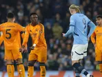 Vinicius Junior a Erling Haaland v zápase Manchester City - Real Madrid.