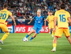 Tomáš Rigo v zápase Slovensko - Rumunsko na EURO U21 v Bratislave.