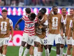 Futbalisti USA oslavujú gól proti Paraguaju na MS vo futbale 2026.