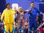 Ronaldinho a Ronaldo s Madonnou počas polčasovej šou vo finále MS vo futbale 2026.