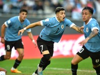 Anderson Duarte sa teší po strelenom góle v zápase Uruguaj - Izrael v semifinále MS vo futbale do 20 rokov 2023.