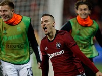 Lukáš Haraslín sa teší po strelenom góle v zápase AC Sparta Praha - Galatasaray Istanbul.