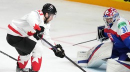 Michael Carcone v zápase Slovensko - Kanada na MS v hokeji 2023.