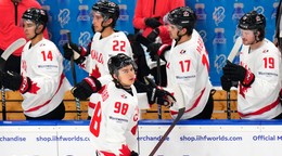 Kanadskí hokejisti na MS v hokeji 2024.