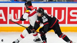 Momentka zo zápasu Kanada - Rakúsko na MS v hokeji 2024