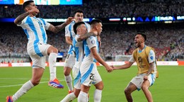 Radosť futbalistov Argentíny. 