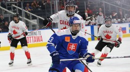 Tobias Tomík v zápase Slovensko - Kanada na Hlinka Gretzky Cupe 2024.